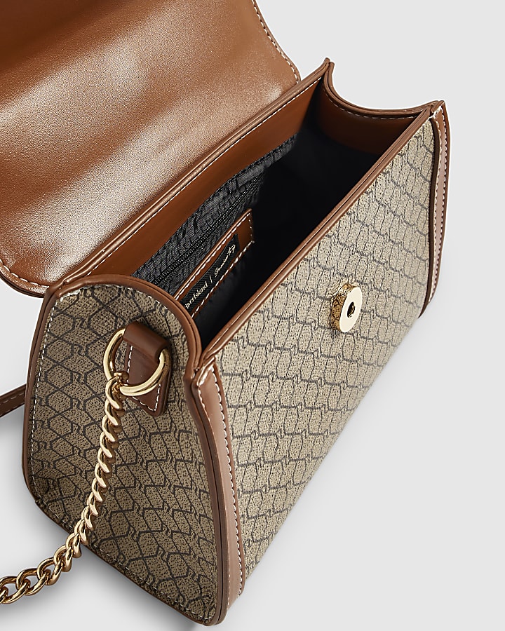 Beige Monogram Scarf Tote Crossbody Bag