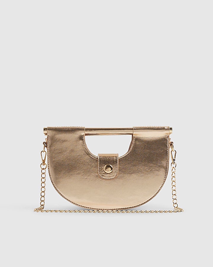 Rose Gold Crystal Tube Clutch Bag