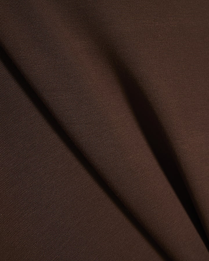 Brown Asymmetric Top And Trousers Set