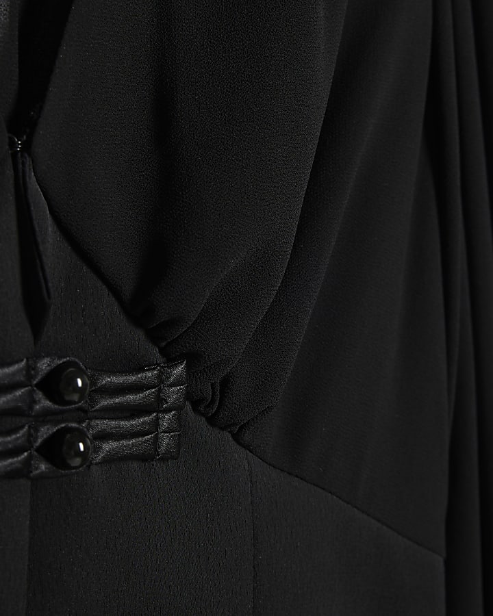 Black Satin Corset Detail Blouse