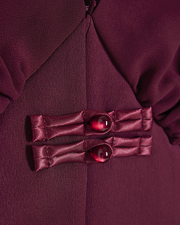 Red Satin Corset Detail Blouse
