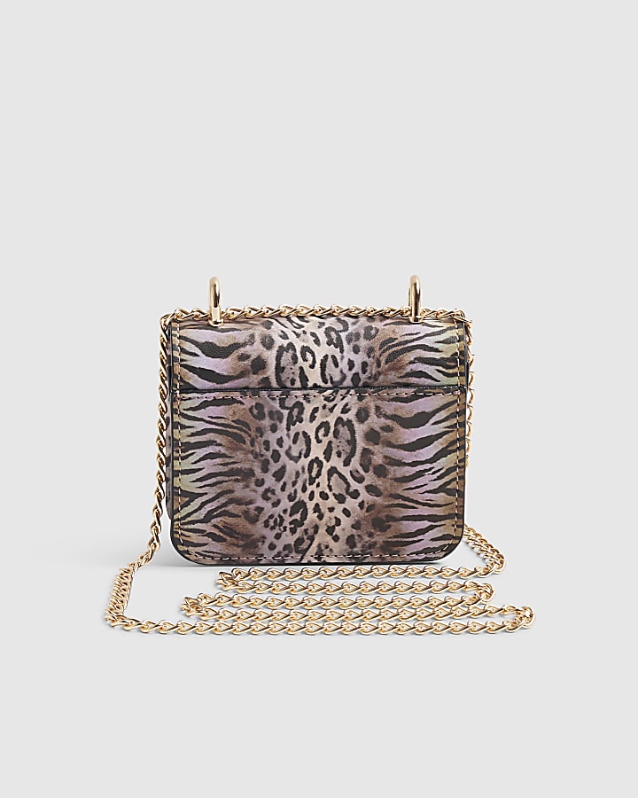 Brown Leopard Print Mini Satchel Purse