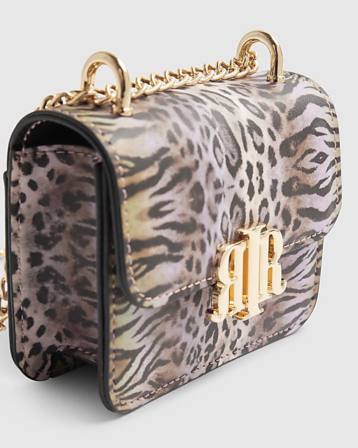 Brown Leopard Print Mini Satchel Purse