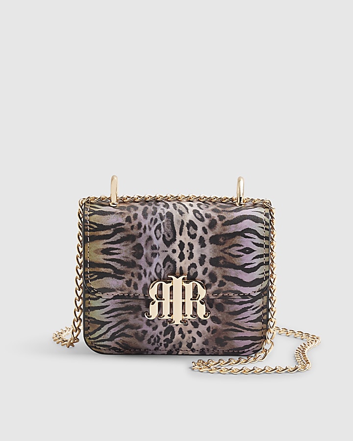 Brown Leopard Print Mini Satchel Purse