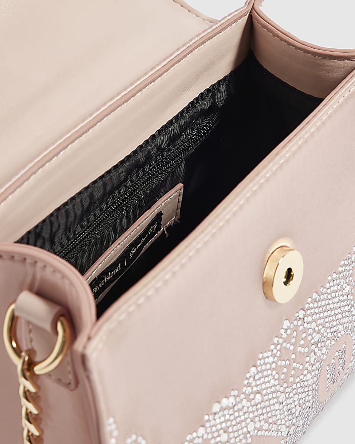 Pink Monogram Diamante Tote Crossbody Bag