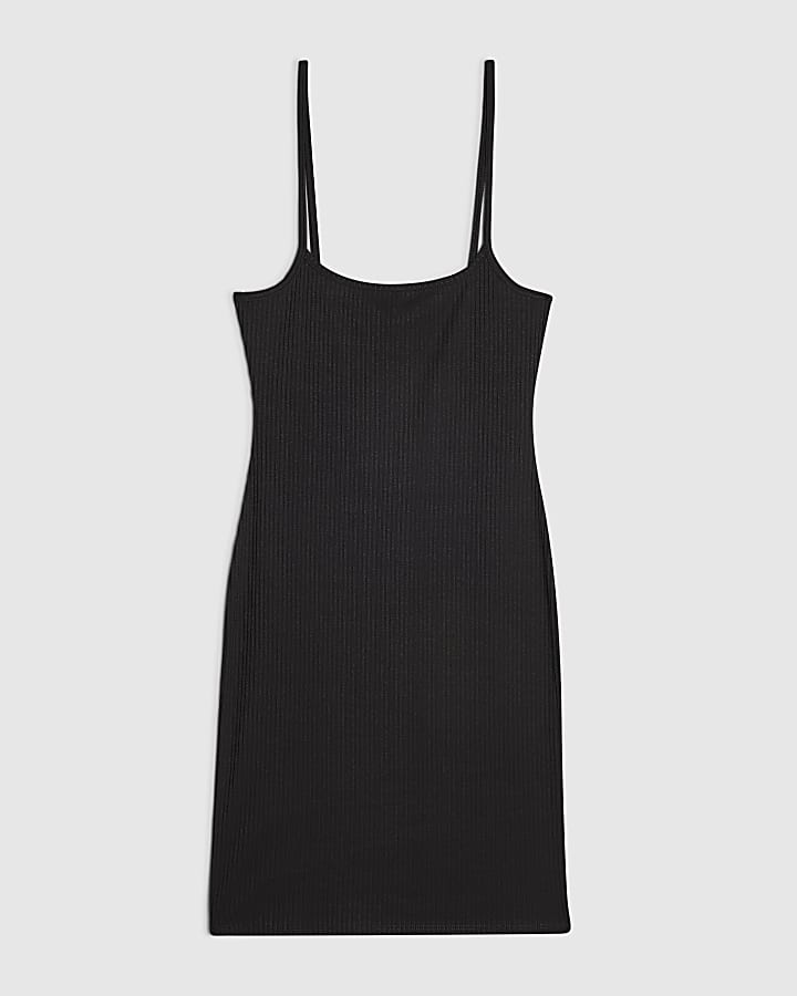 Black Cami Rib Mini Dress