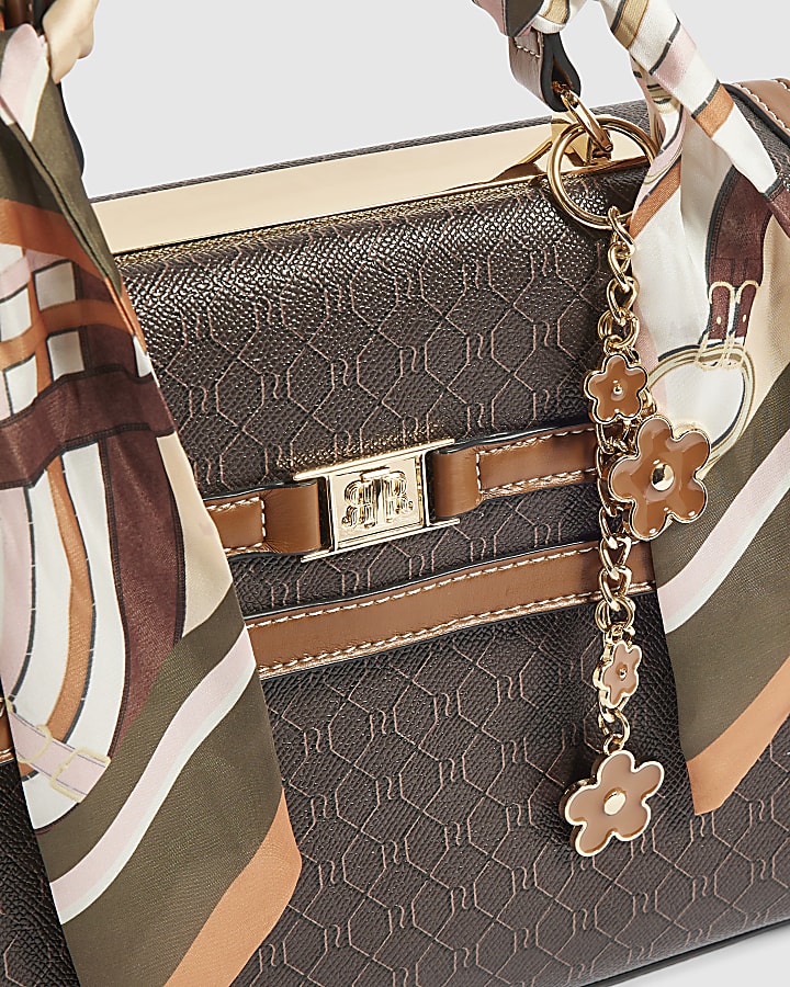 Brown Monogram Scarf Tote Bag