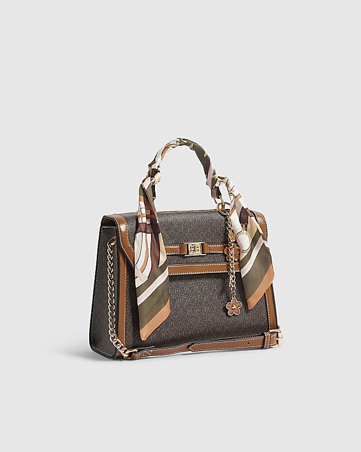 Brown Monogram Scarf Tote Bag