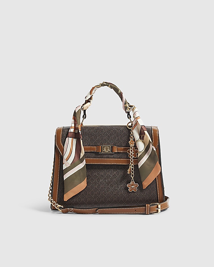 Brown Monogram Scarf Tote Bag