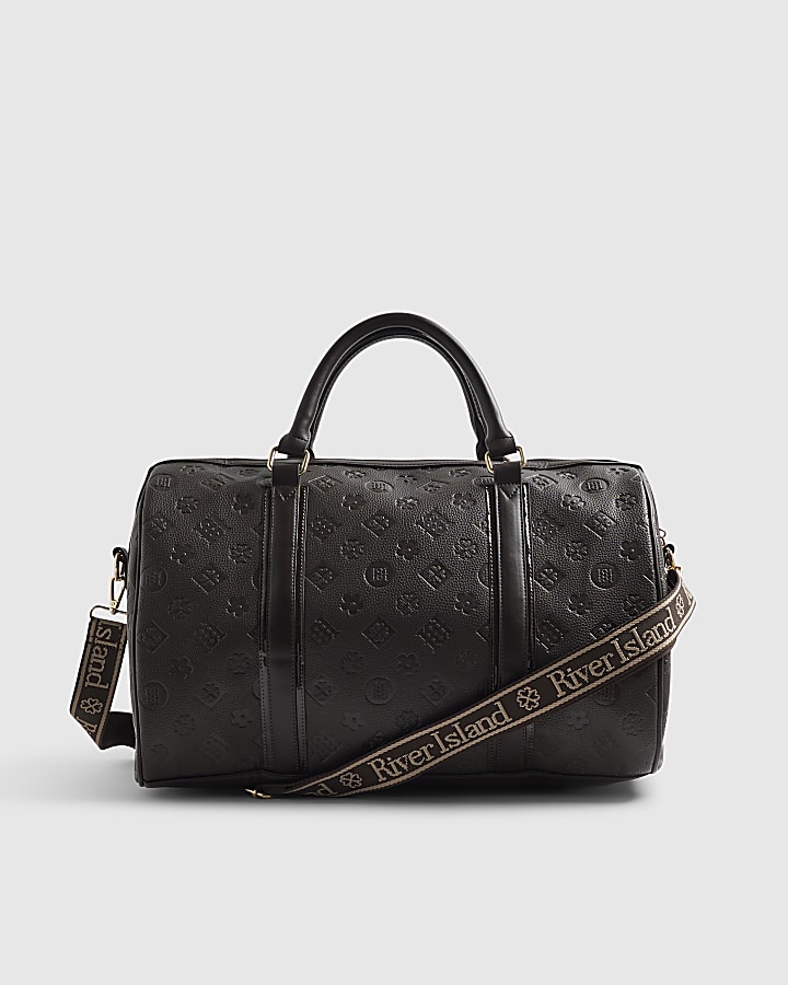 Brown Monogram Embossed Barrel Bag