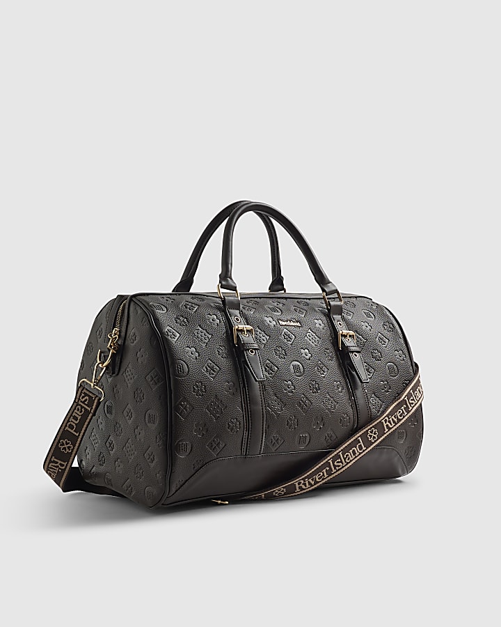 Brown Monogram Embossed Barrel Bag