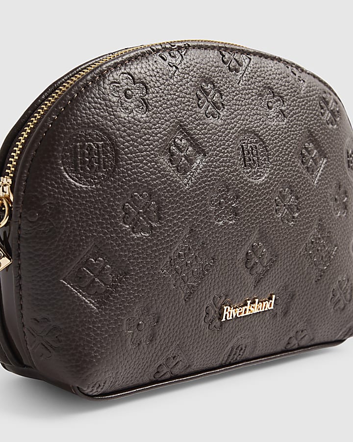 Brown Emboss Monogram Makeup Bag