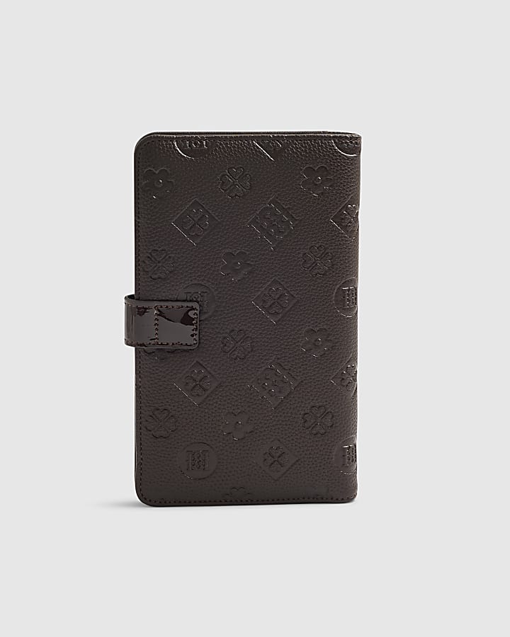 Brown Embossed Monogram Travel Wallet