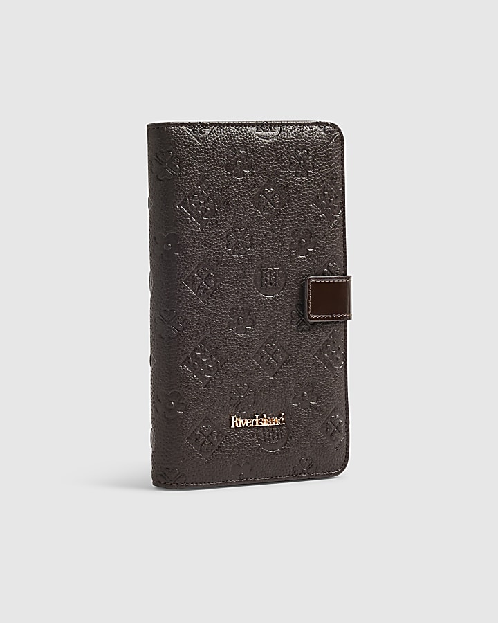 Brown Embossed Monogram Travel Wallet