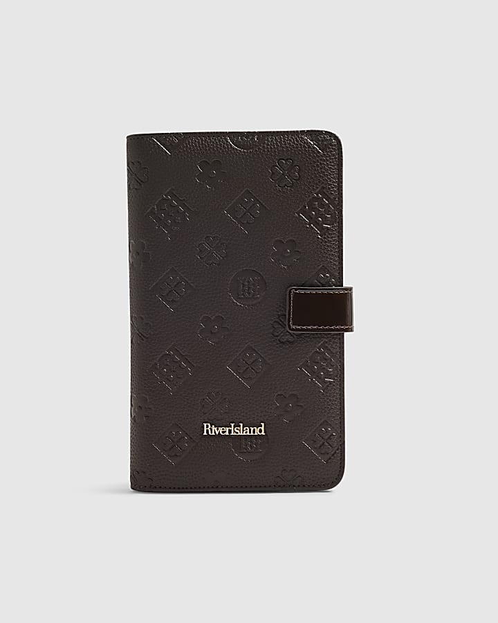 Brown Embossed Monogram Travel Wallet