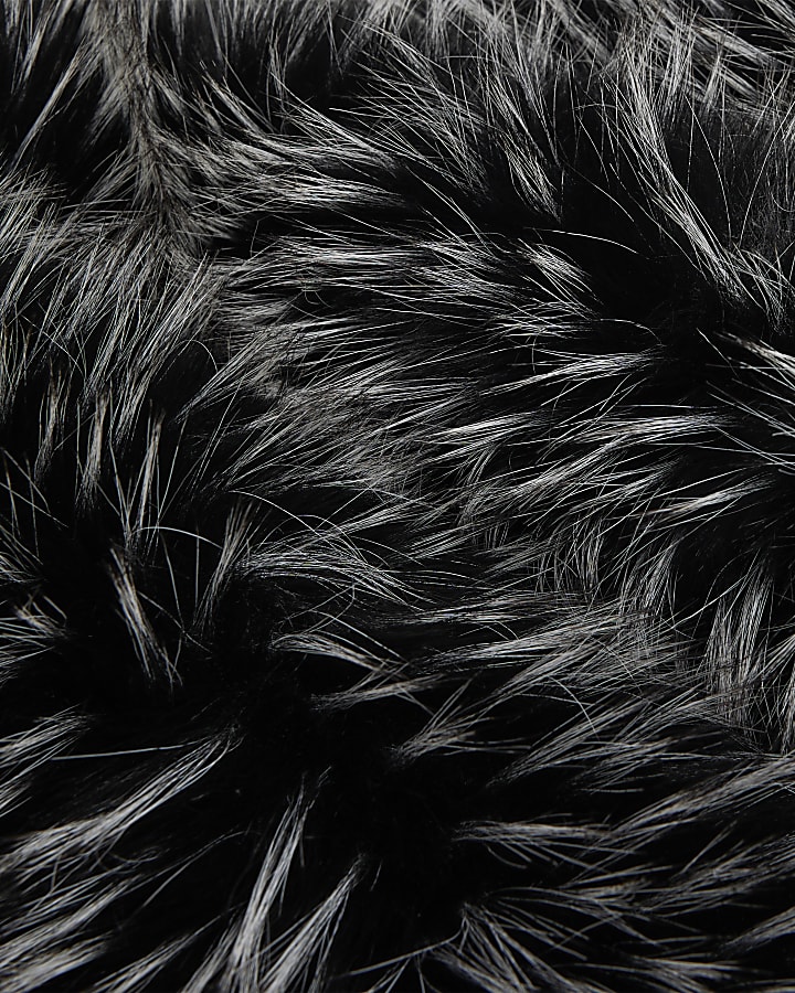 Black Tipped Long Faux Fur Scarf