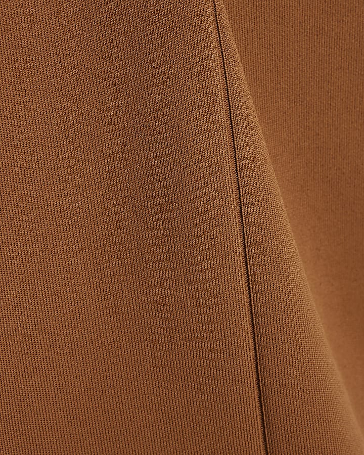 Petite Brown Knit Fitted Dress