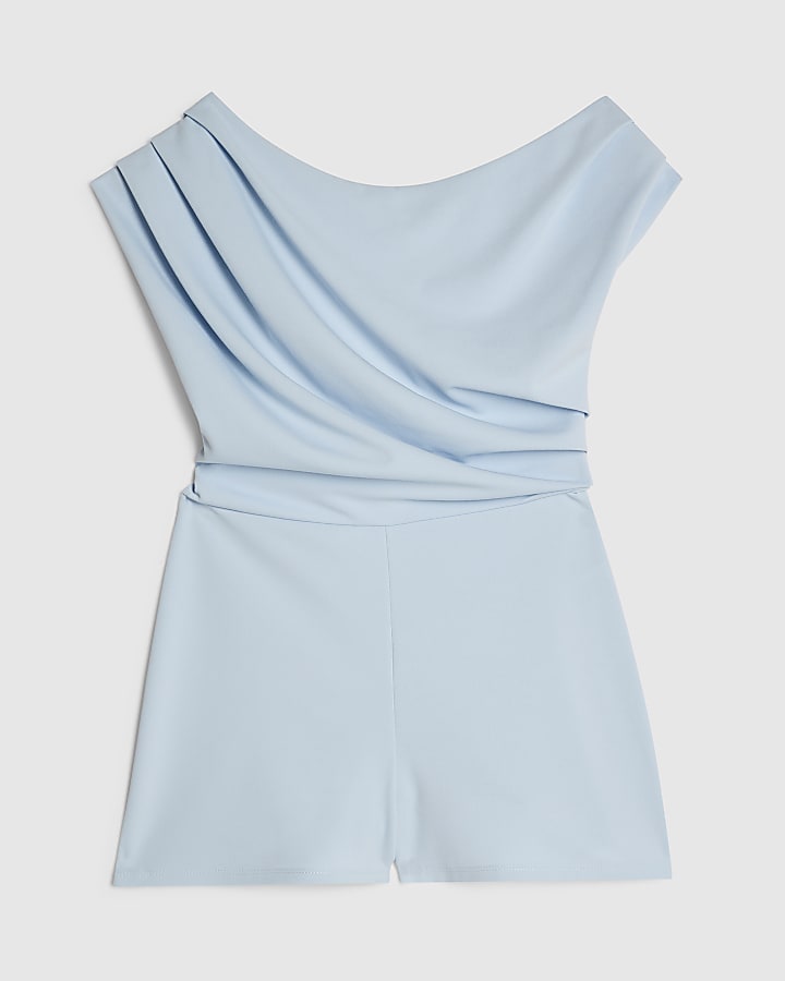 Blue One Shoulder Playsuit
