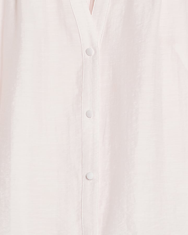 Pink Long Sleeve Ruffle Blouse