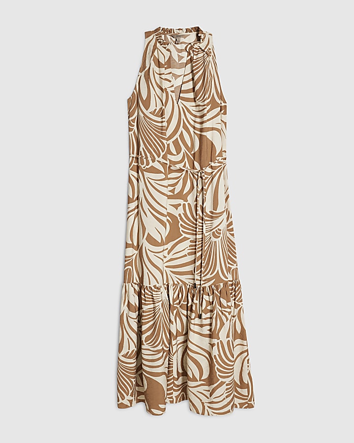 Beige Short Sleeve Printed Blouse