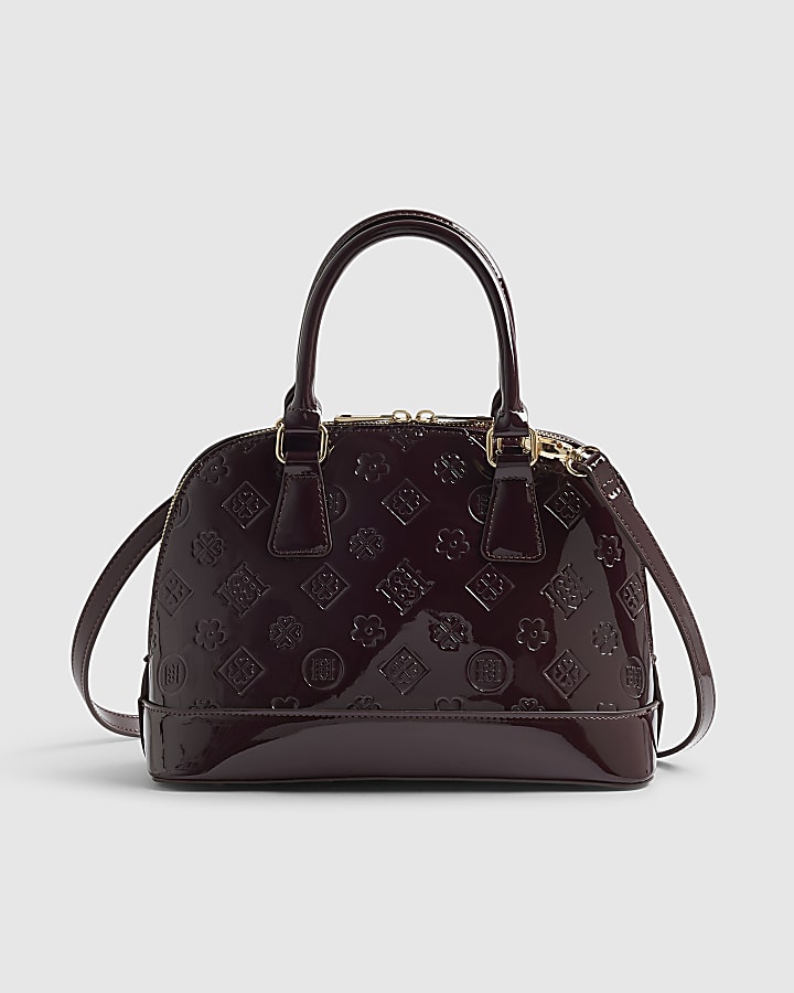 Burgundy Monogram Patent Crossbody Bag