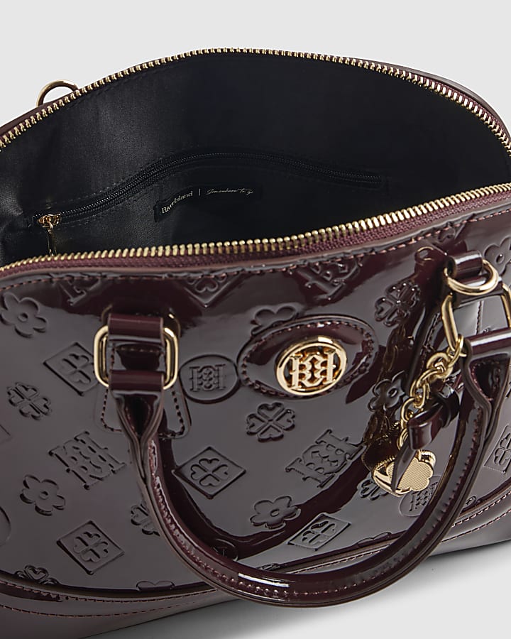 Burgundy Monogram Patent Crossbody Bag