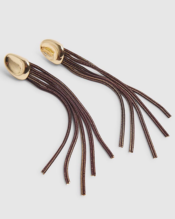 Gold Tassel Chain Drop Earrings
