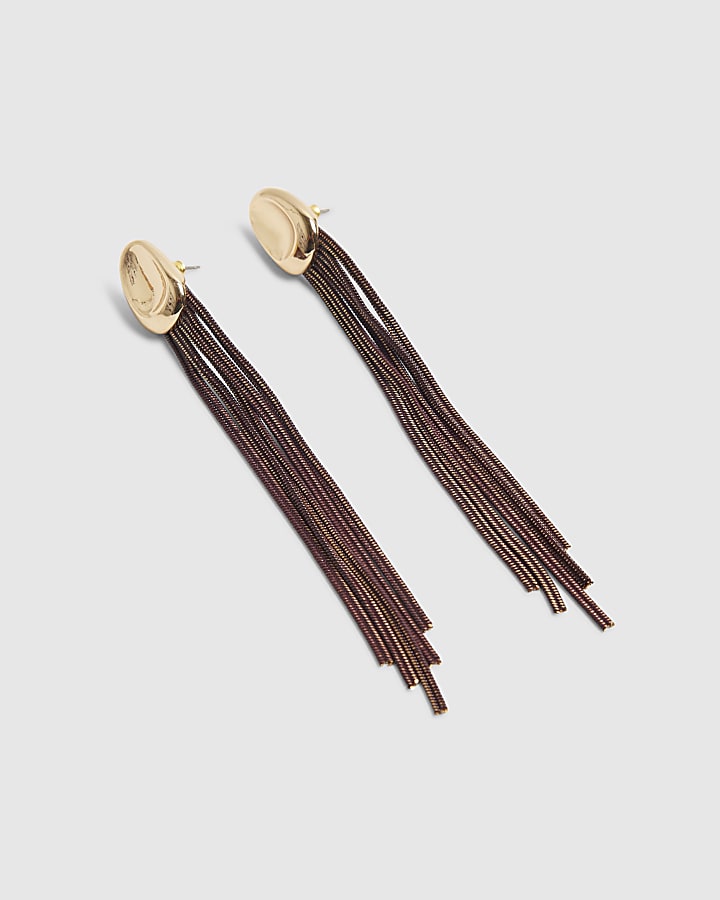 Gold Tassel Chain Drop Earrings