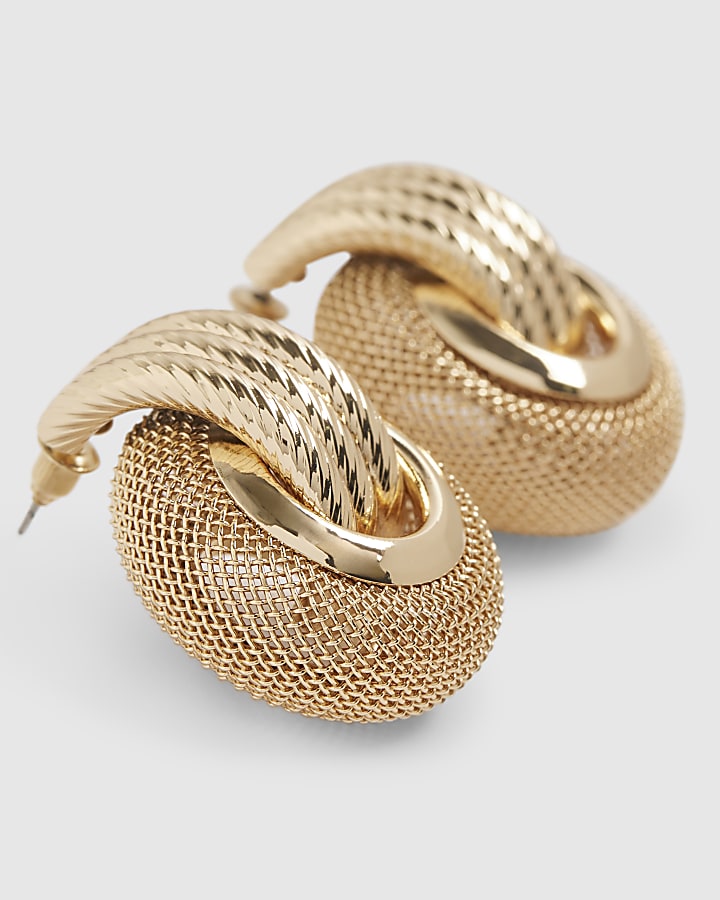 Gold Mesh Link Stud Errings