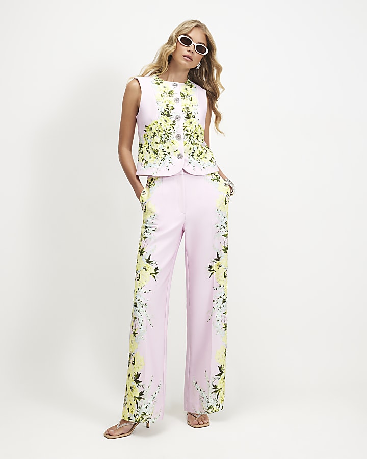 Pink Floral Fitted Waistcoat