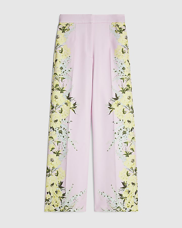 Pink Floral Slim Trousers