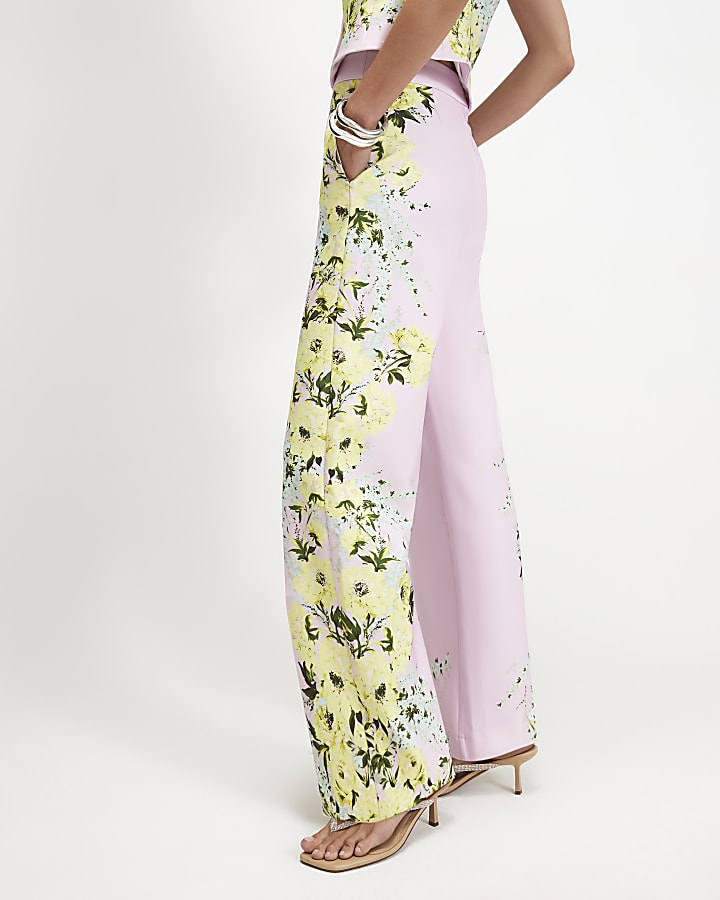 Pink Floral Slim Trousers