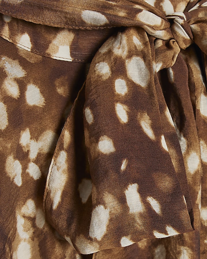 Brown Bambi Pussybow Blouse