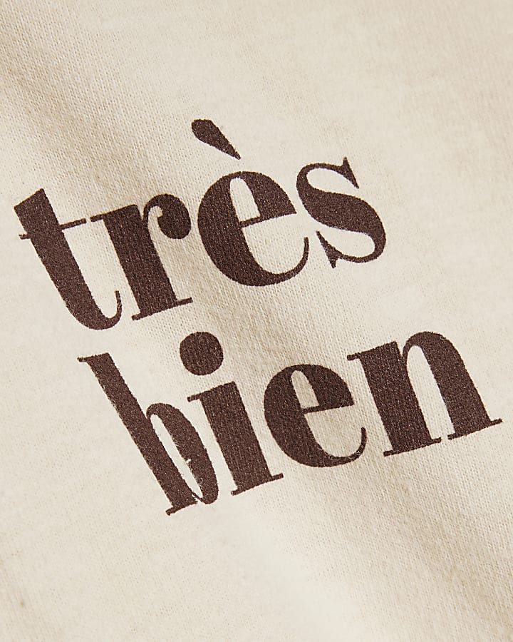 Cream Cotton Tres Bien Boxy T-Shirt
