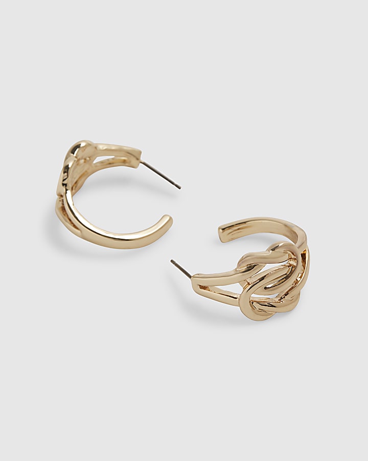 Gold Double Knot Earrings