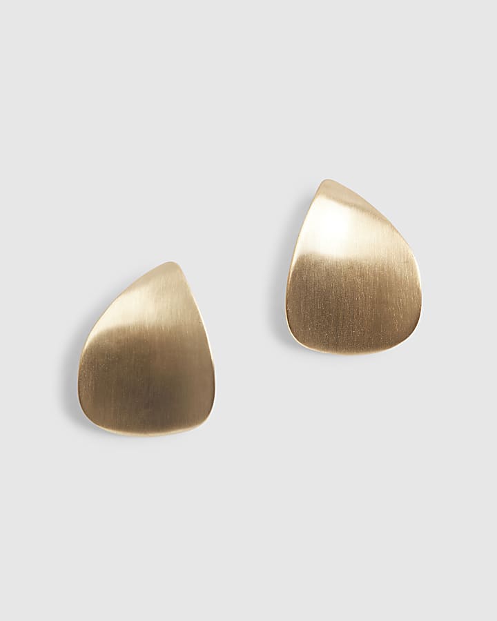 Gold Brushed Stud Earrings