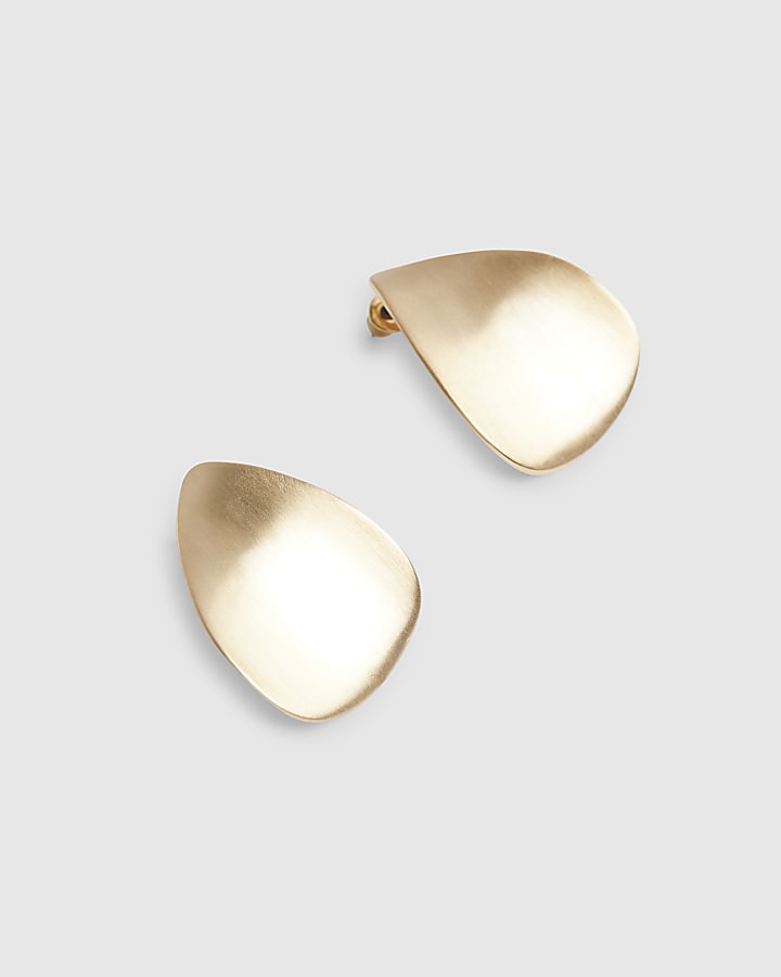 Gold Brushed Stud Earrings