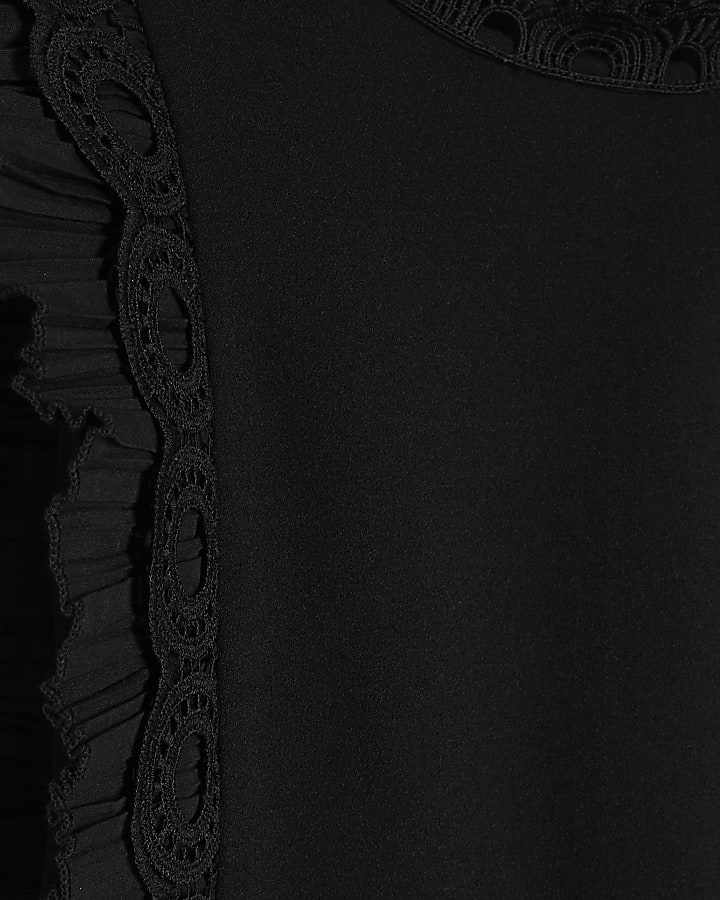Black Crochet Trim Playsuit