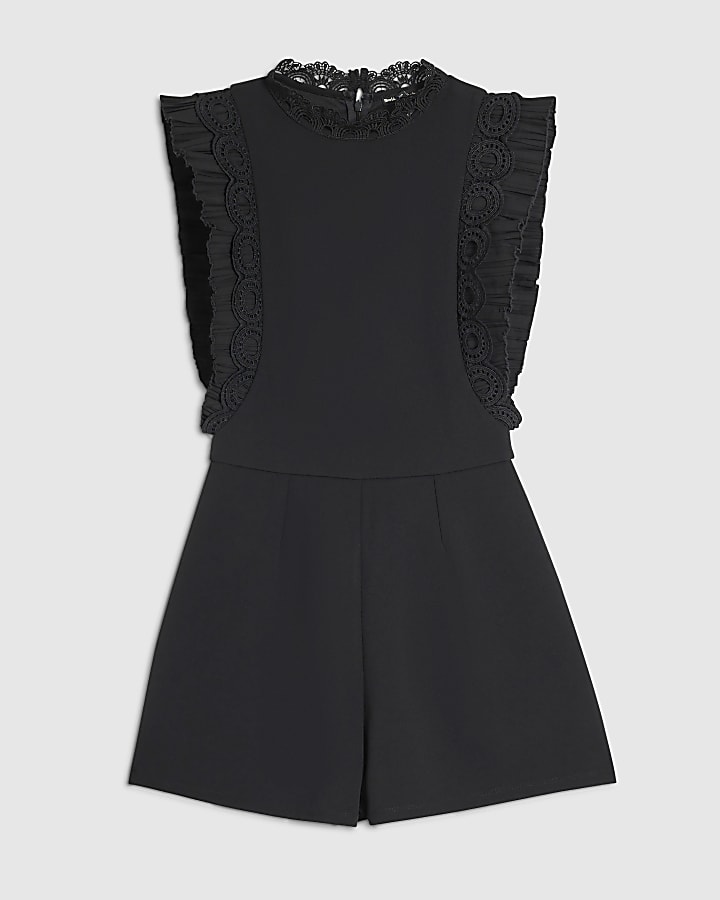 Black Crochet Trim Playsuit