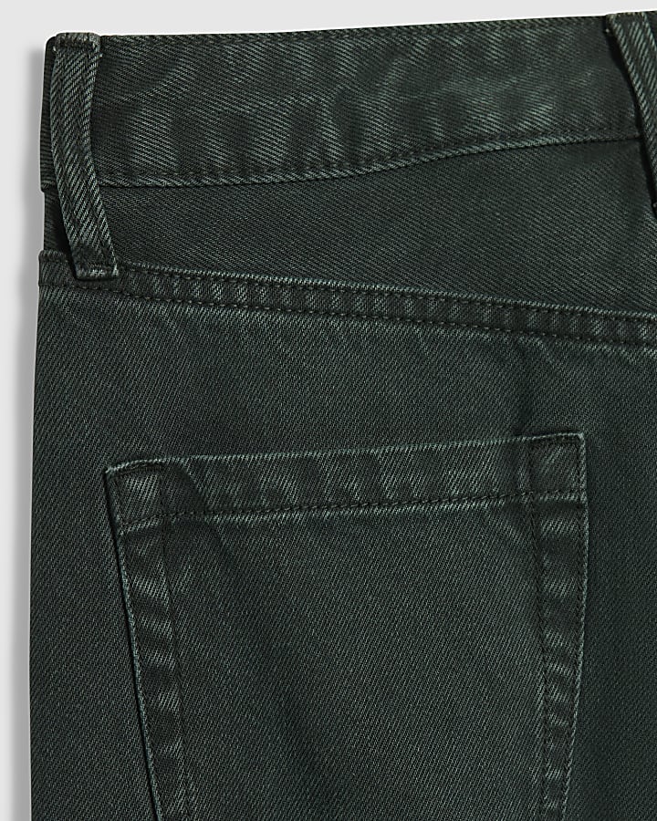 Green High Waist Relaxed Straight Jeans