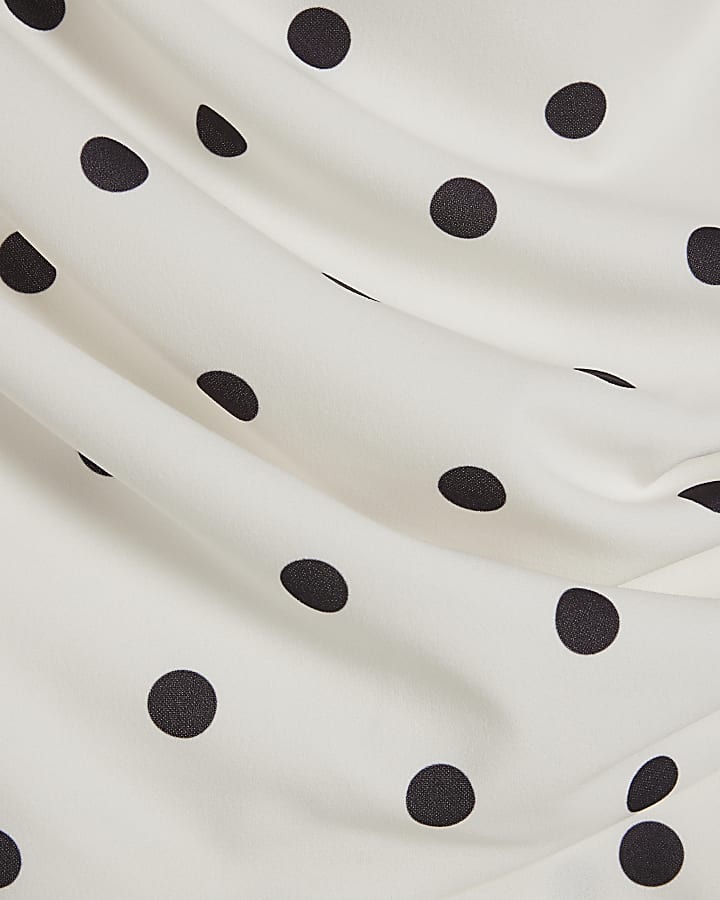 Cream Polka Dot Peplum Drape Jumpsuit
