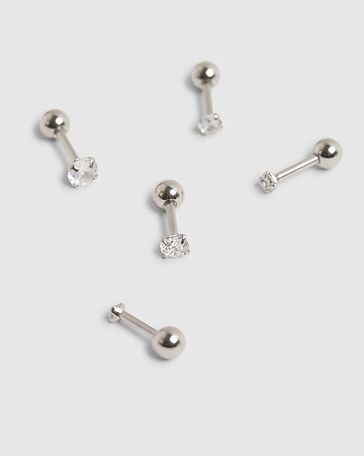 Silver Stud Diamante Earring Pack