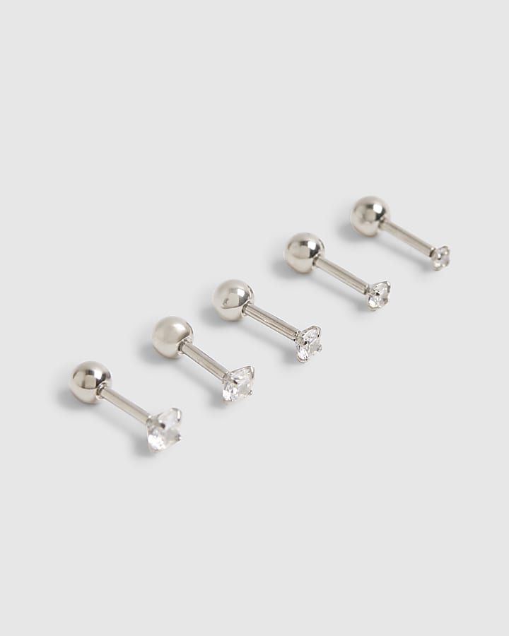 Silver Stud Diamante Earring Pack