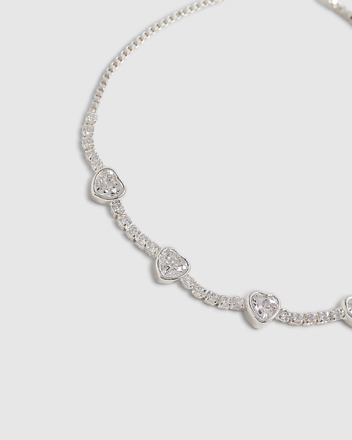 Silver Heart Tie Up Bracelet
