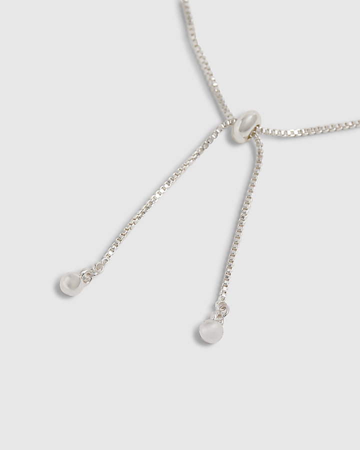 Silver Heart Tie Up Bracelet