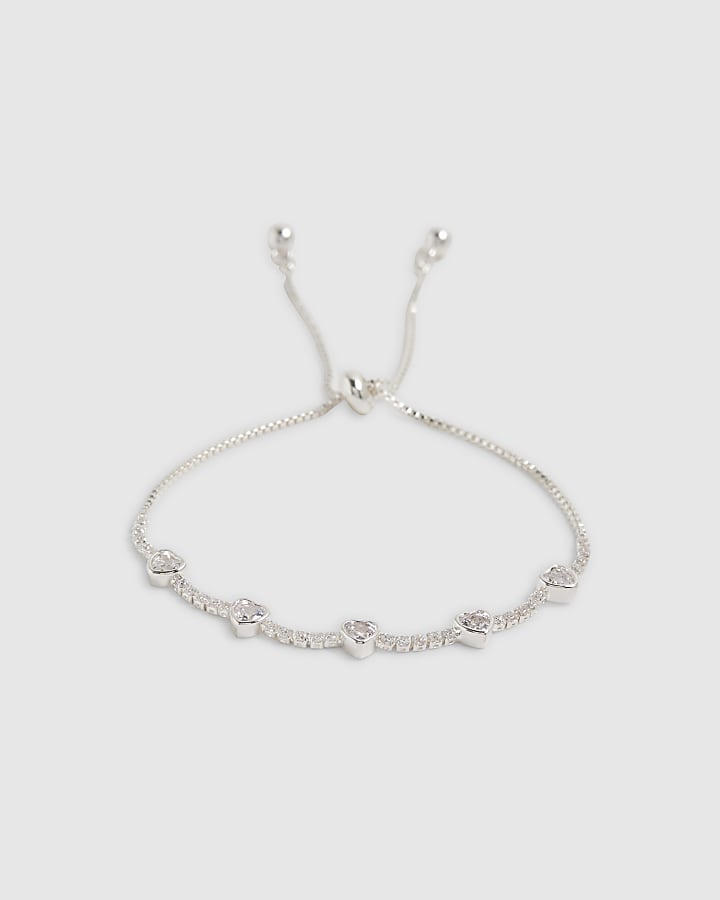 Silver Heart Tie Up Bracelet