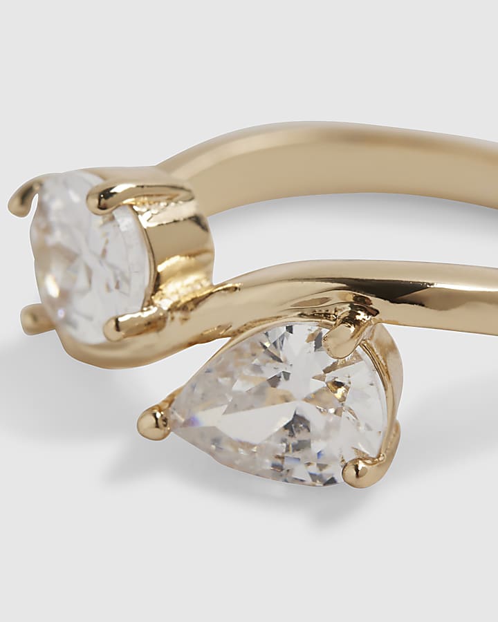 Gold Diamond Simulant Wrap Ring