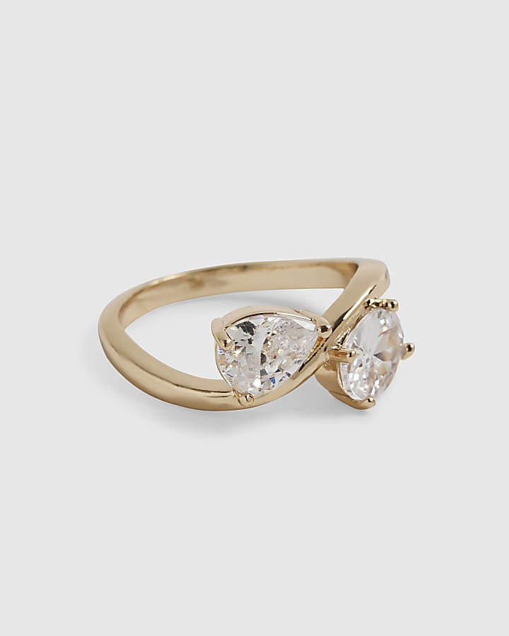Gold Diamond Simulant Wrap Ring