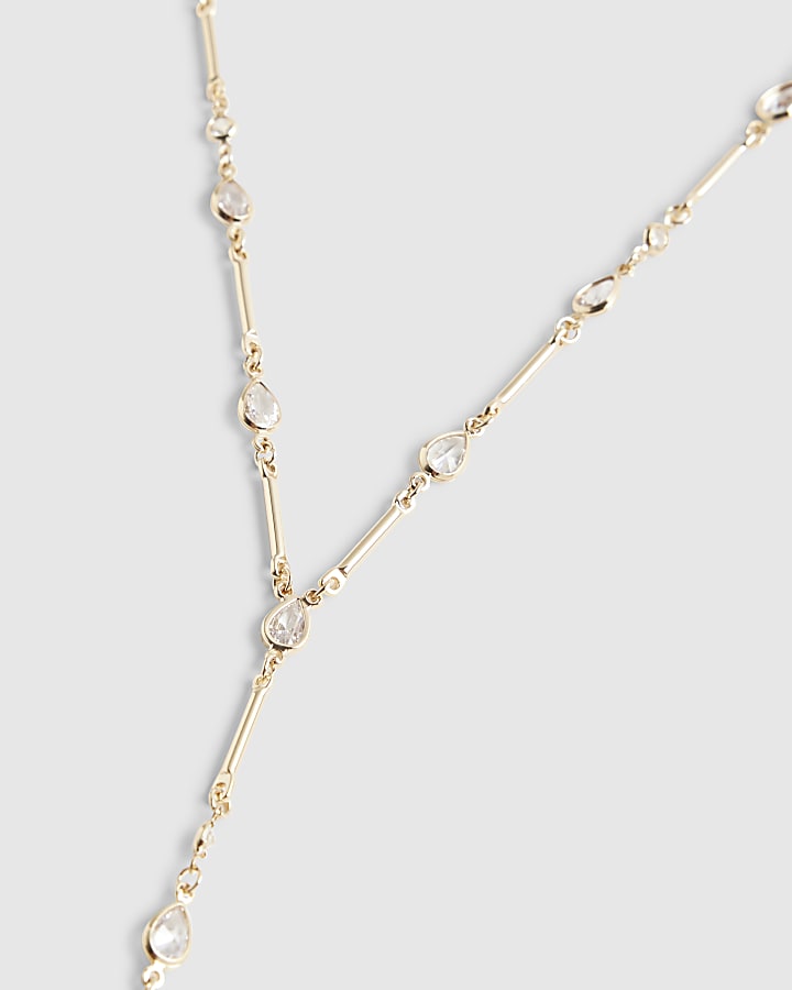 Gold Cubic Zirconia Y Necklace