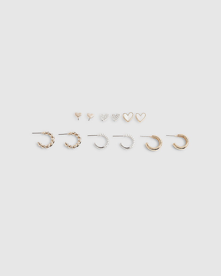Gold Hoop And Stud Earring Multipack